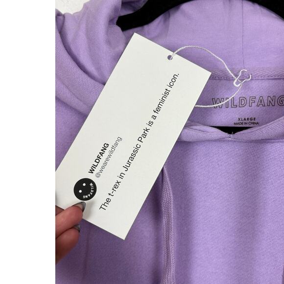 NWT WILDFANG Lavender Wild Feminist Cotton Hoodie Statement Large - Picture 5 of 6